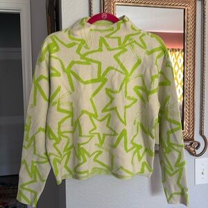 NWT Maeve Carys Mock Neck Anthropologie Sweater. Green stars. Sz S